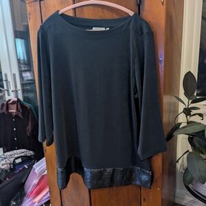 Chicos Dark Gray Sequins Trim Tunic